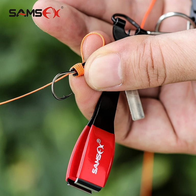 SAMSFX Fly Fishing Knot Tying Tools Quick Knot Tool for Fishing Hooks,  Lures, Flies, Trout Line Backing, Come with Zinger Retractors 
