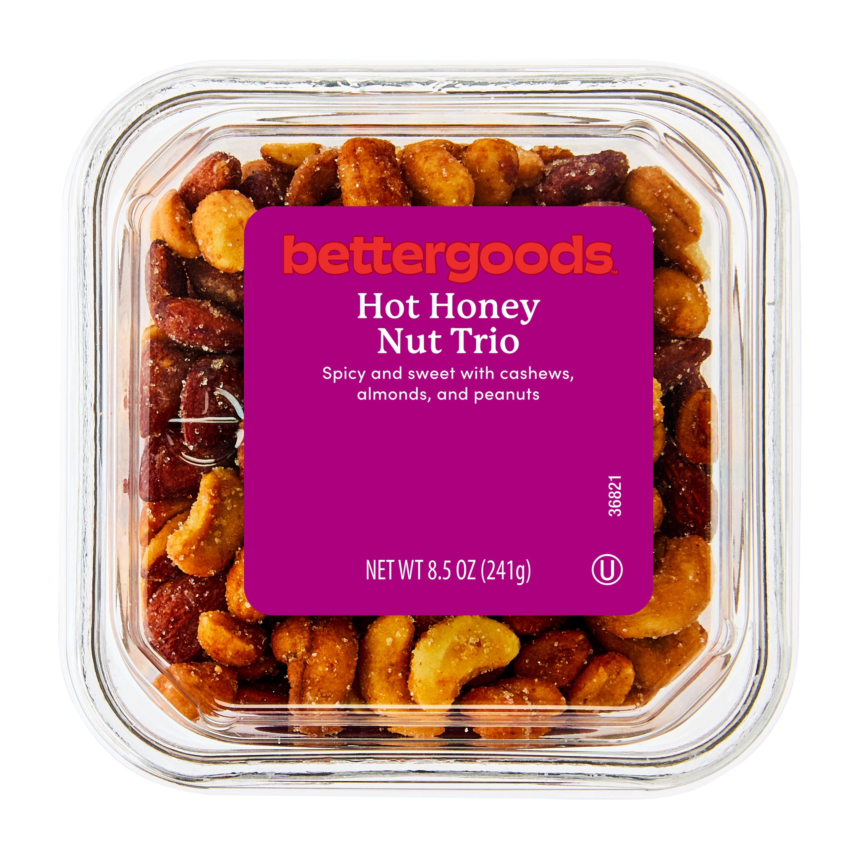 (6 pack) bettergoods Hot Honey Nut Trio, 8.5 oz Tub