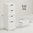 thumbnail image 3 of HOMCOM 4-Drawer Bathroom Cabinet, Narrow Storage Cabinet, White, 3 of 10