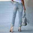 thumbnail image 3 of LWavelet Women High Waisted Cuffed Ankle Jeans Contrast Hem Washed Denim Pants Cropped Straight Leg Casual Jeans for Women Light Blue M, 3 of 5