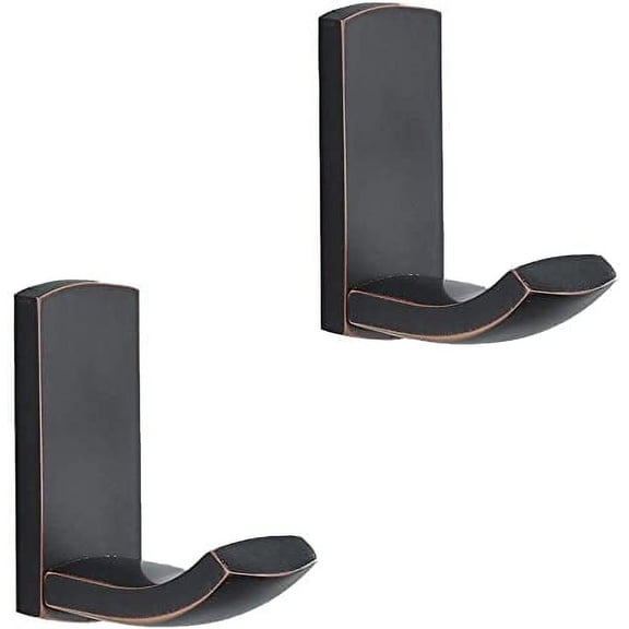 ABPETE Bronze Towel Hooks Bathroom Robe Hooks 2 Pack, Bath Clothes Coat Hooks Oil Rubbed Solid Brass in Kitchen Wall Mounted