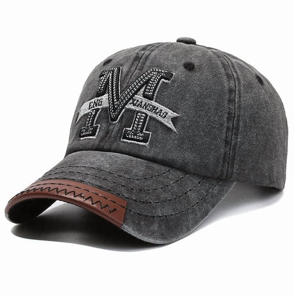 Embroidered Washed Hat Retro Washed Denim Baseball Cap, Unisex Retro European British Style Sun Hat