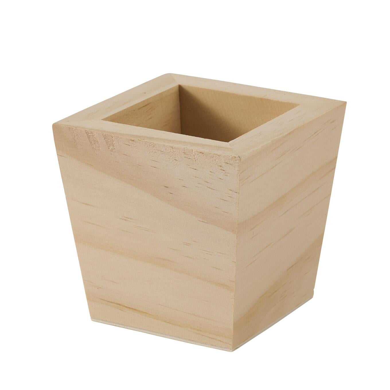 (3 pack) Plaid Wood Surfaces Square Planter, 3" x 3" x 3"