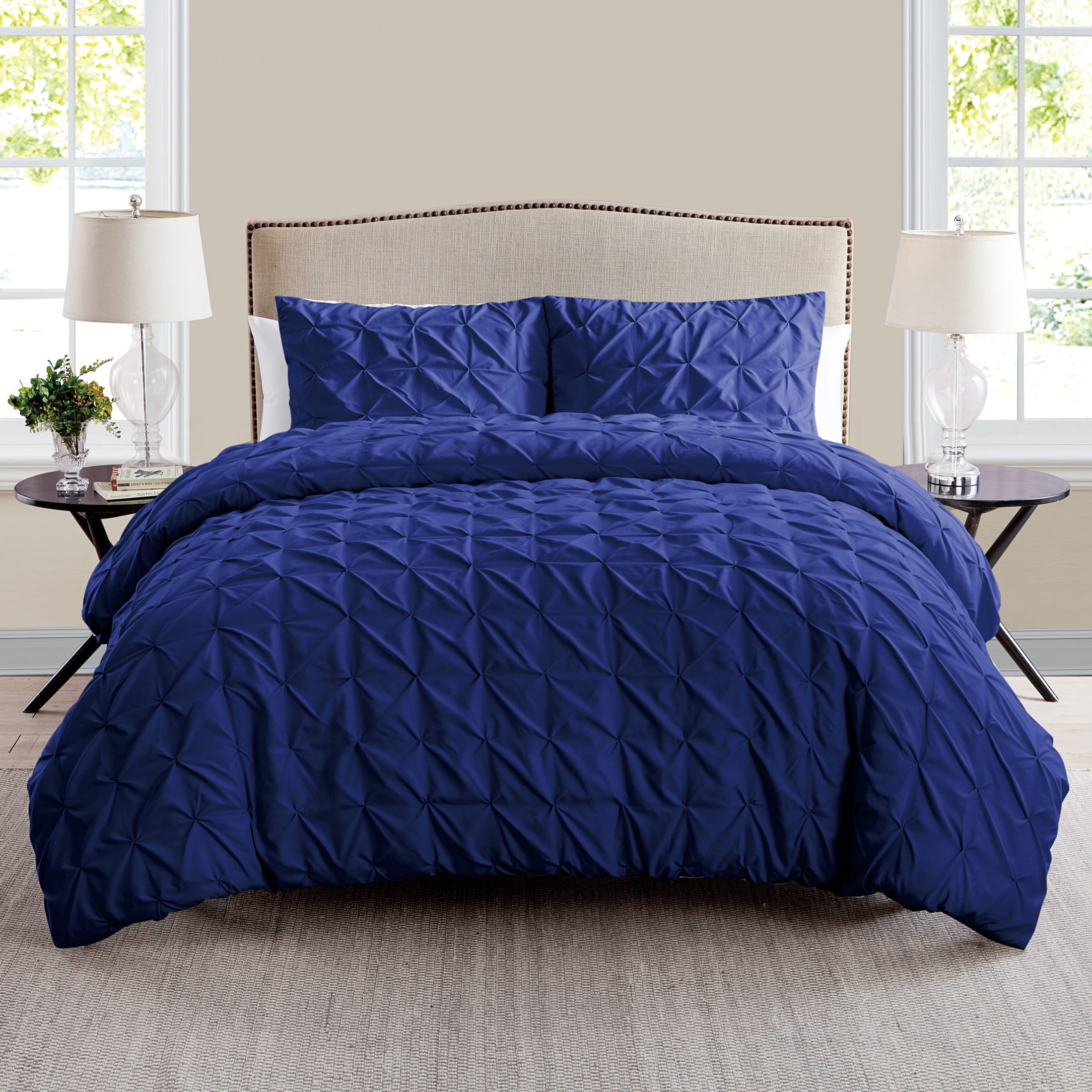 VCNY Home Madison Pintuck 3Piece Duvet Cover Set, Queen with Duvet