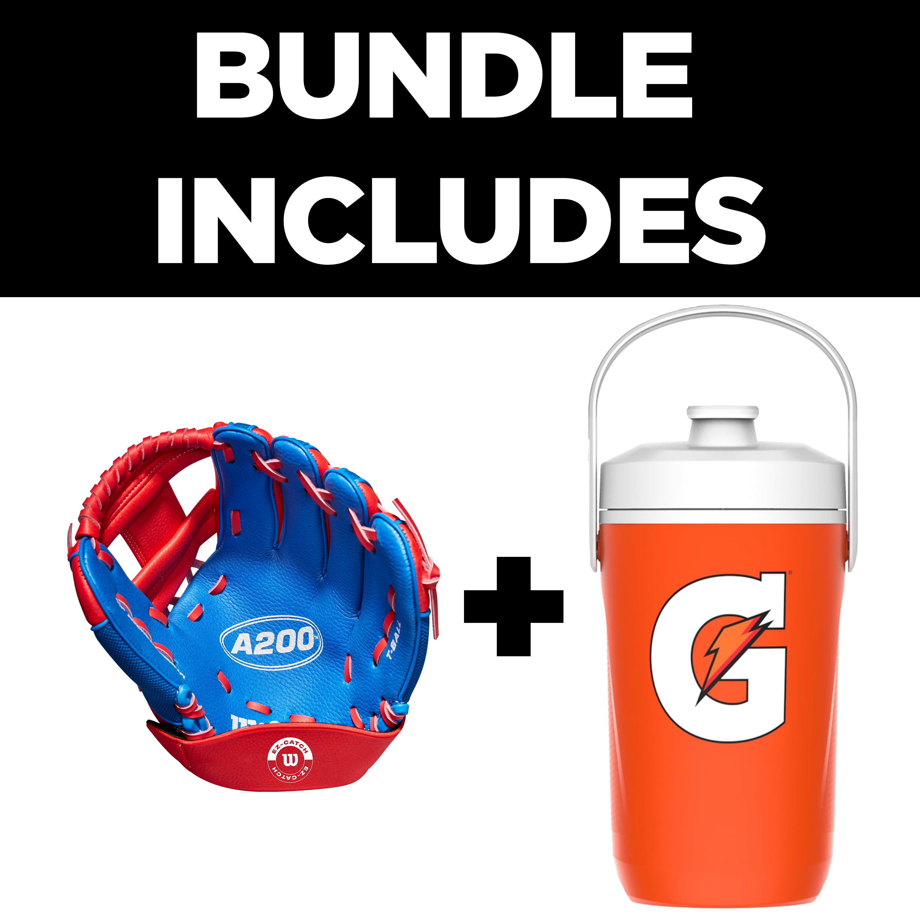 Wilson x Gatorade Ballpark Ready Baseball Kit - Includes Wilson A200 EZ Catch 10" Glove (Right Hand Throw) and Gatorade Half Gallon Insulated Sport Beverage Cooler