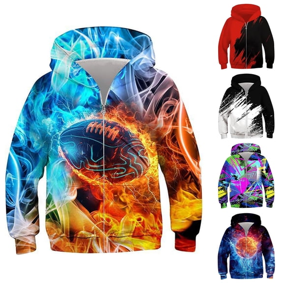 Aihuaihua Kids 3D Graphic Pullover Hoodies Zip Up Hooded Long Sleeve Sweatshirt for Boys Girls Kids Fashion Clothes