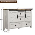 thumbnail image 3 of OKD Farmhouse Dresser Organizer with 2 Doors and 4 Drawers, Storage Chest of Drawers for Bedroom, Antique White, 3 of 5