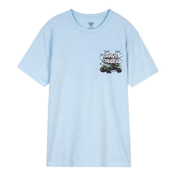 Camiseta Monster Jam Grave Digger Truck para Hombre Azul Pálido M