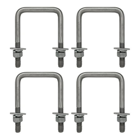 Square U Bolt with Hardware for Boat Trailer, Galvanized Steel, 1/2" Diameter x 3-1/16" x 4-5/16" for 3x3 Beam (4 Pack)