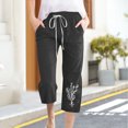 thumbnail image 2 of VEKDONE Womens Cotton Linen Capris Pants Black S, 2 of 4