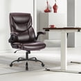 thumbnail image 4 of GIANNA Leather Office Chair with Flip-Up Armrests, Brown, 4 of 6