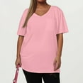 thumbnail image 5 of WTOBBY Women's Plus Size Casual Solid Color V-Neck Short Sleeve Pocket T-Shirt Top, Comfortable and Versatile Fit for Everyday Summer Wear,Light pink L, 5 of 5