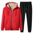 thumbnail image 5 of KKBOTIVE Mens Winter Coats Jogger Pants Sets 2 Piece Lined Hooded Jacket Sweatsuits Thicken Warm Sportswear, Red, Size XL, 5 of 5