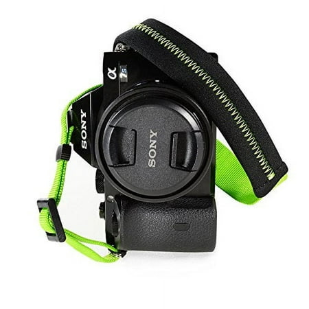 Foto&Tech Padded Neck Shoulder Strap with GREEN Grosgrain Ties for Fujifilm Samsung Sony Olympus Panasonic Canon Nikon Pentax Compact Cameras Point and Shoots Cameras