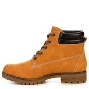 Limelight Womens Brett Faux Leather Lace Up Boot Shoes, Camel 6