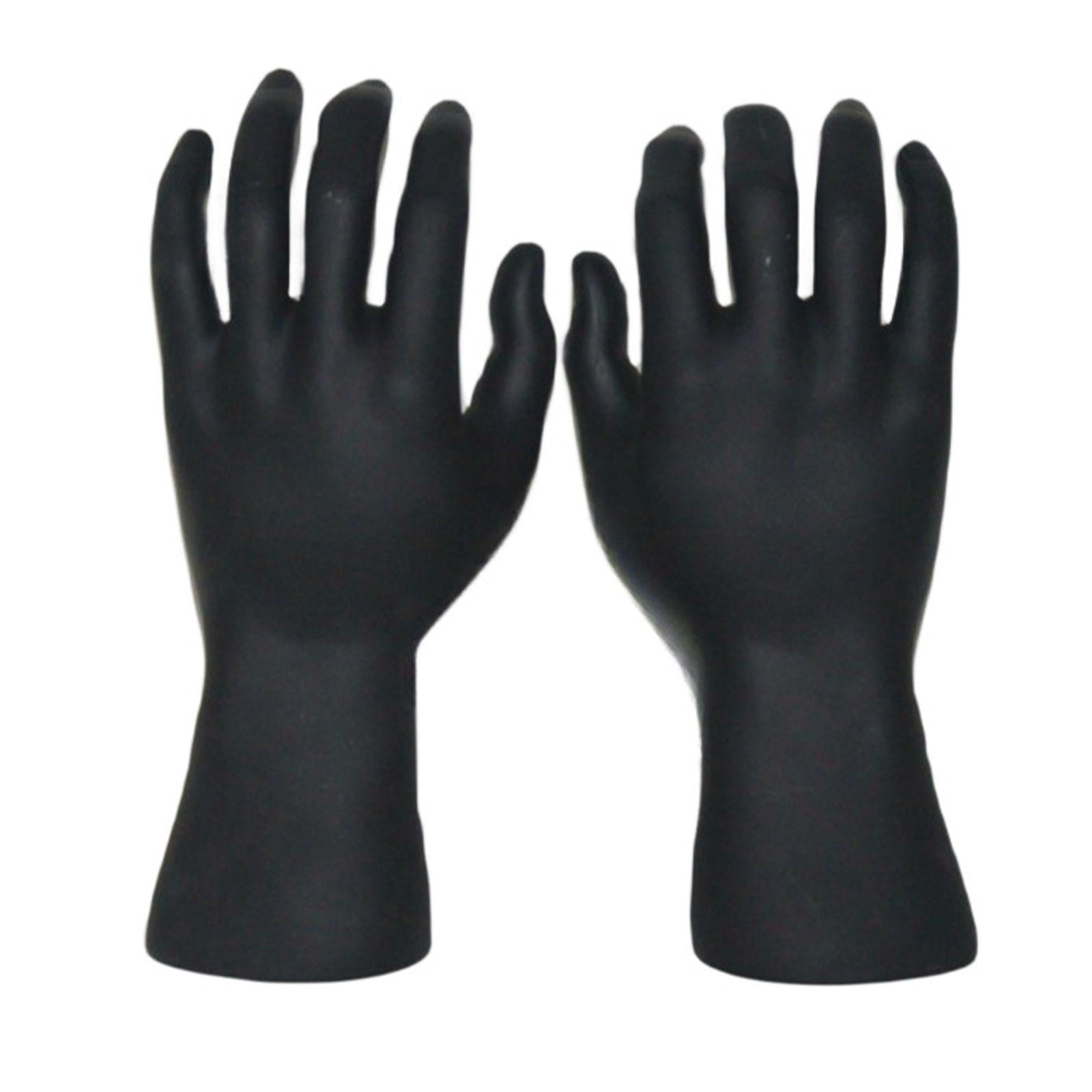 Dualoai Male Hand Models Decorative Easy to Clean Maintain PVC Human Hand Mannequins Black