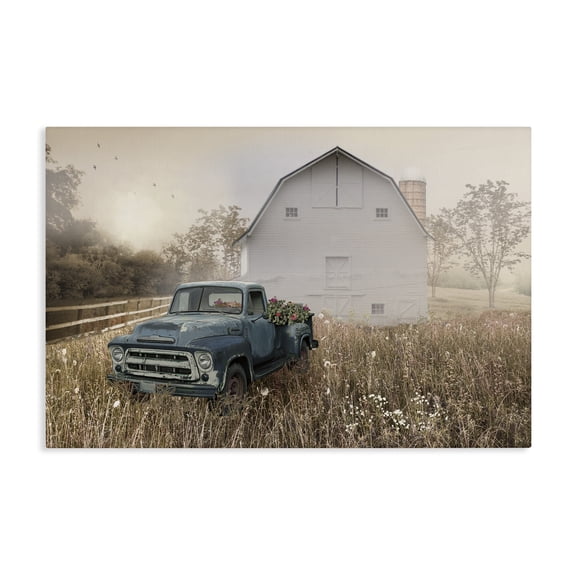 Stupell Industries Farmhouse Vintage Pickup in Wildflowers Canvas Art, 24 x 16, by Nan