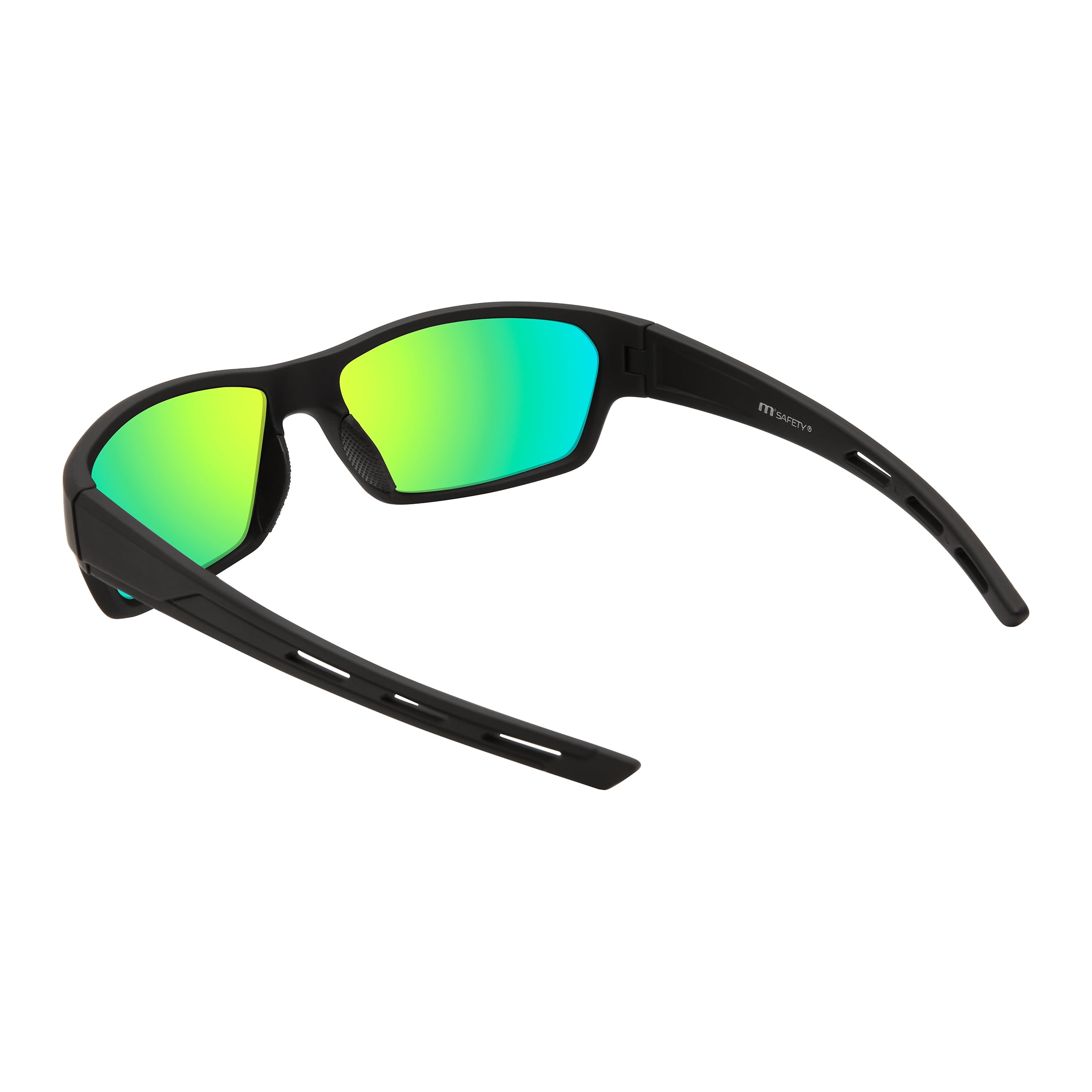 M+, Safety Glasses, Unisex, MS622187CRBLK, Plastic, Black with Lens Color Blue Green, 1 Unit