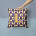 thumbnail image 2 of Letter L Football Purple and Gold Fabric Decorative Pillow, 2 of 4