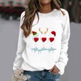 thumbnail image 2 of Gibobby Sudadera de cuello Rojoondo con estampado navideño para mujer, de cuello Rojoondo, camisetas informales de manga larga para entrenamiento, blusa suelta (Blanco, L), 2 of 4