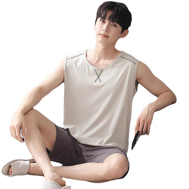 Conjunto de ropa de hogar de talla grande, modal, sin mangas, fino, para verano