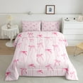 thumbnail image 2 of Manfei Girly Pink Bow-tie Bedding Queen Comforter Set, Kawaii Bow Down Comforter, Princess Style Reversible Duvet Insert, Lightweight Bedroom Decoration, 3pcs, 2 of 8