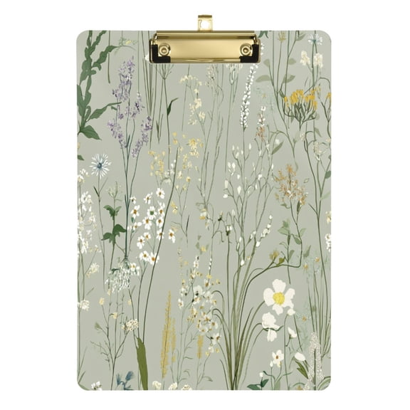 Delicate Flower Pattern 12.5x9in Clipboard, Durable Acrylic with Metal Clip and Wall Hook for Office or Classroom