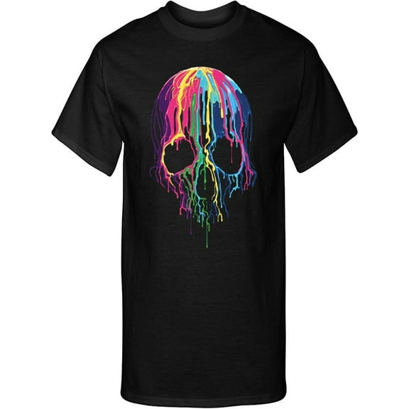 Men's Melting Skull Tall-Size Tee Shirt - Black, XL-Tall