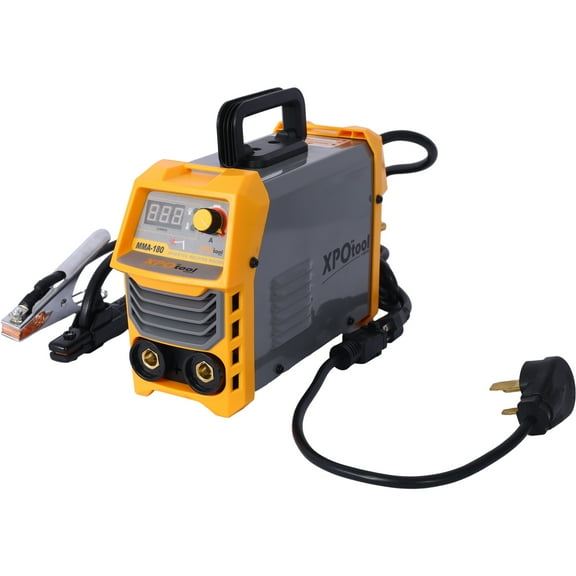 Synkrozek 110V MMA Welder, 180A Stick ARC Welding Machine IGBT Inverter Digital Display LCD Hot Start Welder with Electrode Holder, Work Clamp, Input Power Adapter Cable DC