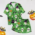 thumbnail image 2 of Womens Pajama Sets Comfortable Halloween Print Short Set Everyday Wear Sleepwear Loungewear Nightwear Nightclothes Homewear, 2 of 7