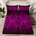 thumbnail image 2 of Erosebridal Vintage Damask Bed Sheets Set King Size, Boho Vintage Flower Bedding Set, Purple 4 Pieces, Lightweight, 2 of 6