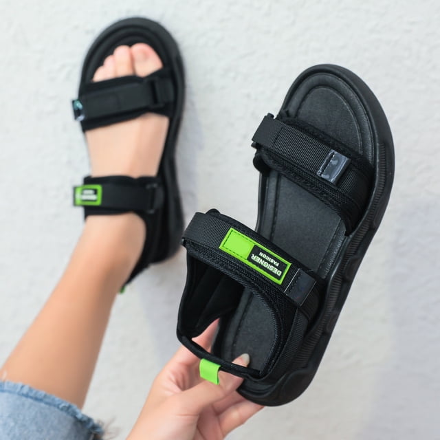 Sandalia Una Banda Tobillo Correa Plana Suave Cómodo Zapatos De Verano Gancho Lazo Punta Abierta Para Mujer Joven