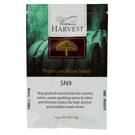 Vintner's Harvest Wine Yeast - SN9 8g treats 23L White & Country up to 18% ABV