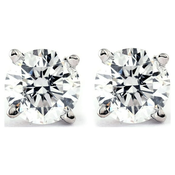 Pompeii 1 Ct Diamond Studs Screw Back Womens Earrings in 14K White Gold (I-J,I2-3)