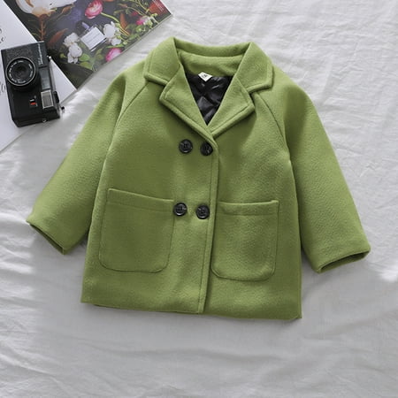 

QISIWOLE Toddler Baby Boys Girls Wool Coat Double Breasted Trench Coat Kids Jacket Fall Winter Warm Outwear Overcoat.1-6 Years