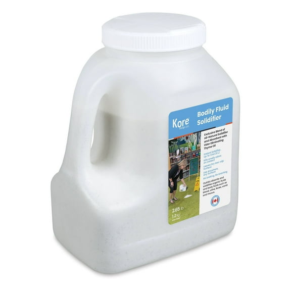 Kore Design™ Body Fluid Solidifier, Light Weight Absorbent, 4 Liter Jug, White