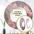 thumbnail image 3 of Designart "Bluebird Amid Cherry Blossoms II" Animals Pink Large Round Mirror - Round Mirror Wall Décor - Cottage Round Printed Mirror 36" x 36" Inch, 3 of 5