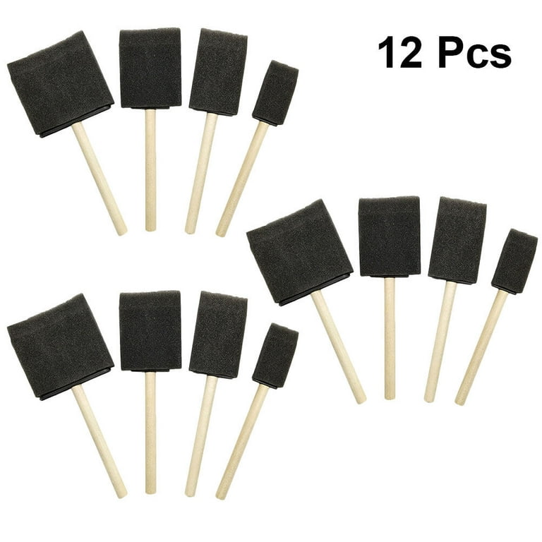 3 Set/12 Pcs Kids Art Craft Painting Drawing Tools Mini Sponge Brush Set  Fun Kits Early DIY Learning for Kindergarten (Black) 