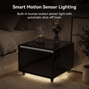 Livtab Smart End Table with Fridge Drawer, Charging Station and Control Panel for Living Room, Black