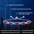 thumbnail image 3 of Gem Stone King 925 Sterling Silver Red Created Ruby Bracelet for Women (4.25 Cttw, Gemstone July Birthstone, Oval 7X5MM, Fully Adjustable up to 9 inches), 3 of 6