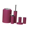 thumbnail image 1 of Juego de accesorios de baño de 6 piezas con diseño moderno, jabonera, escobilla de inodoro, jabón Rosa roja, 1 of 9
