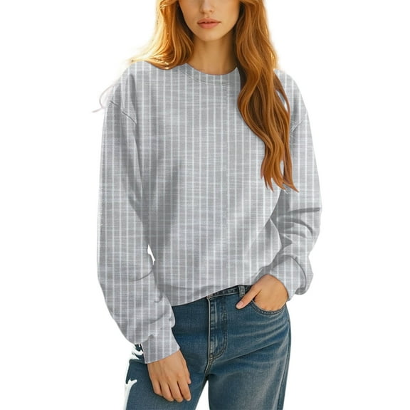 Holzkary Oversized Sweatshirt for Women Ladies Loose Large Long Sleeved T Shirt Printed Sweater Loose Fit Casual Long Sleeve Sweatshirt Comfy Fall Winter Outfits Clothes 2025 Fashion Grey L