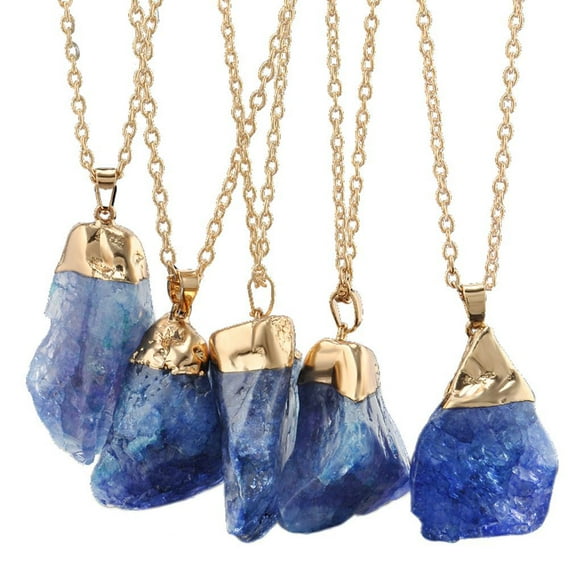 tredstone Irregular Natural Stone Amethyst Pendant Necklaces Gold Plated Quartz Wire Wrapped Necklace