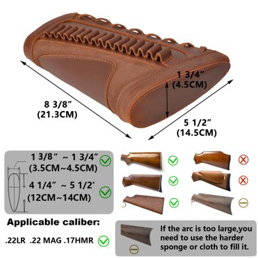 Leather Rifle Buttstock With Cartridge Holder - Holds 16 Rounds For .22LR, .22MAG, .17 HMR