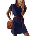 thumbnail image 4 of CIENVNSTG Women V-Neck Sampeel Dresses Sundresses Fashion Clothing Summer Casual Business Elegant Classy Work Clothes Vacation Dress 2026 Dark Blue M, 4 of 6