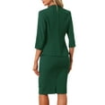 thumbnail image 3 of INSPIRE CHIC Business Skirt Suit Set for Women's 2 Piece Suit Collarless Blazer Pencil Skirt XL Dark Green, 3 of 6