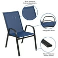 thumbnail image 6 of Merrick Lane Set of 4 Metal Stacking Patio Chairs with Navy Flex Comfort Material, 6 of 15
