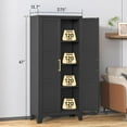 thumbnail image 3 of Metal Pantry Cabinet, 61" Kitchen Pantry Storage Cabinet with 2 Doors and 3 Adjustable Shelves, Food Pantry Cabinet for Kitchen, Living Room, Dining Room, Home Office (Black), 3 of 14