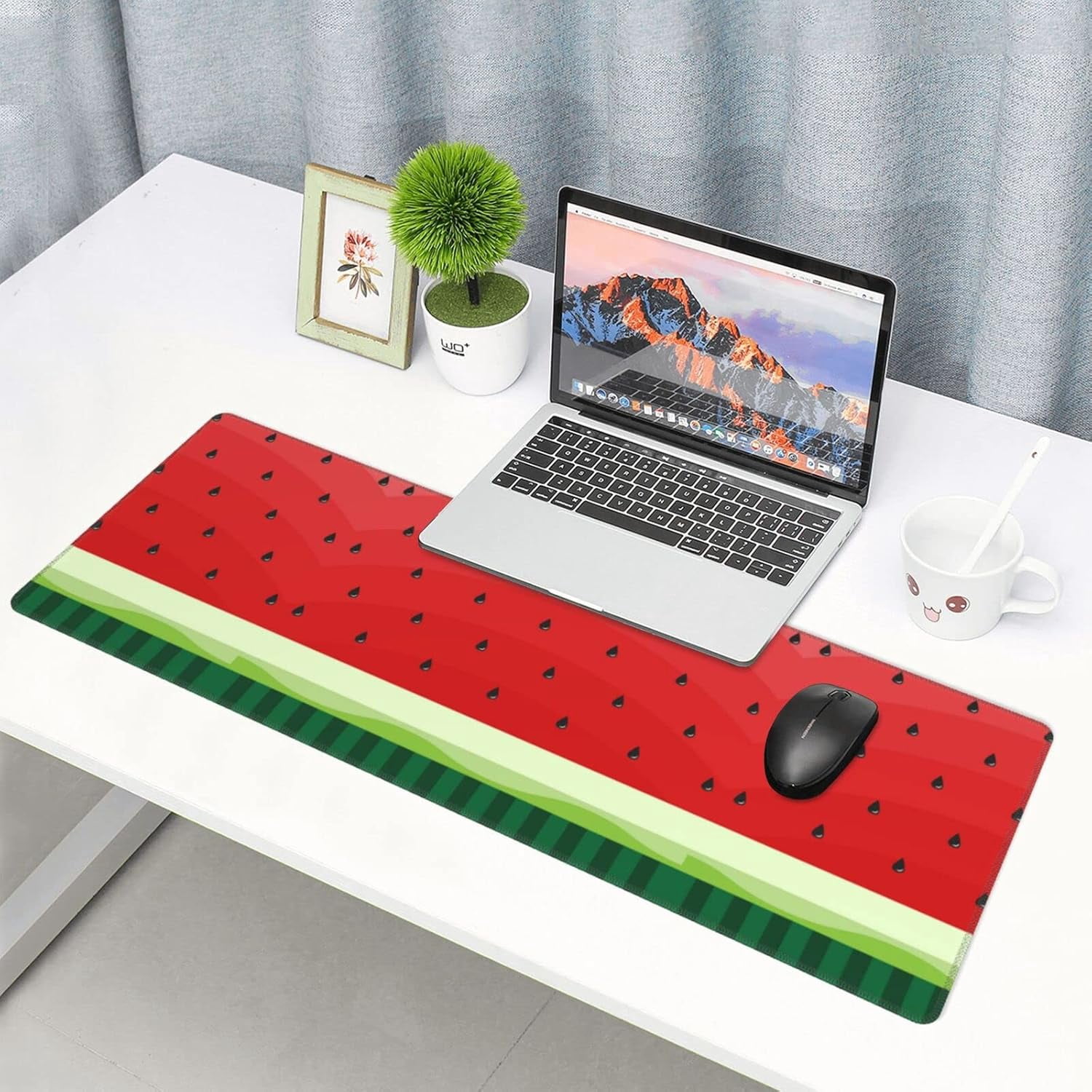 Watermelon Black Seeds Large Keyboard Rubber Writing Table Mat 31.5X 11.8 inch NonSlip Large Desk Mat Ideal for Office and Home