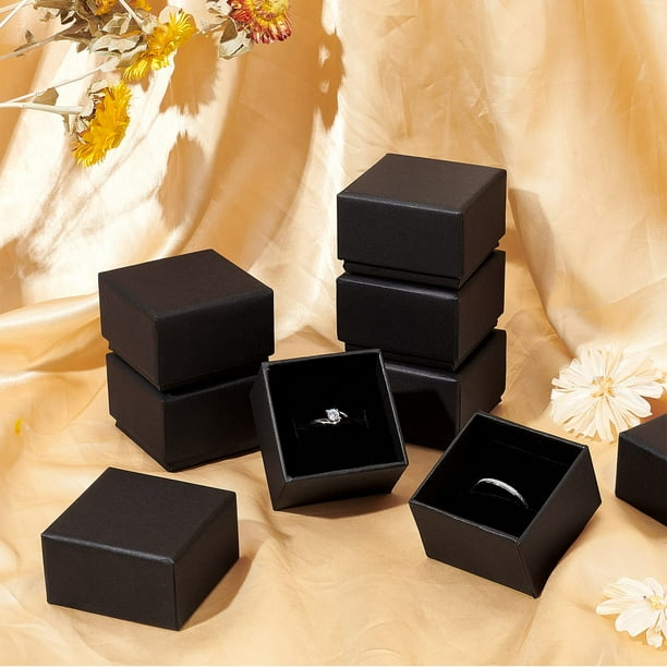 24 Piezas Joyeros Cartón Negro, 8x5x2.4cm Cajas Joyería